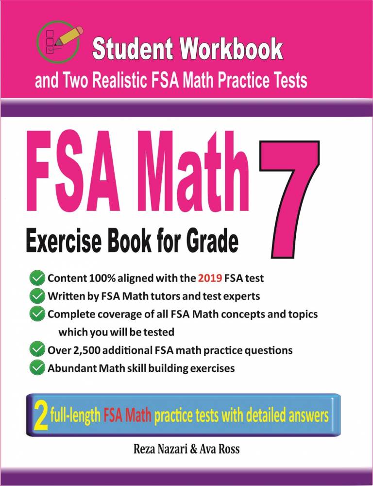 FSA Math Exercise Book for Grade 7: Student Workbook and Two Realistic FSA Math Tests cover