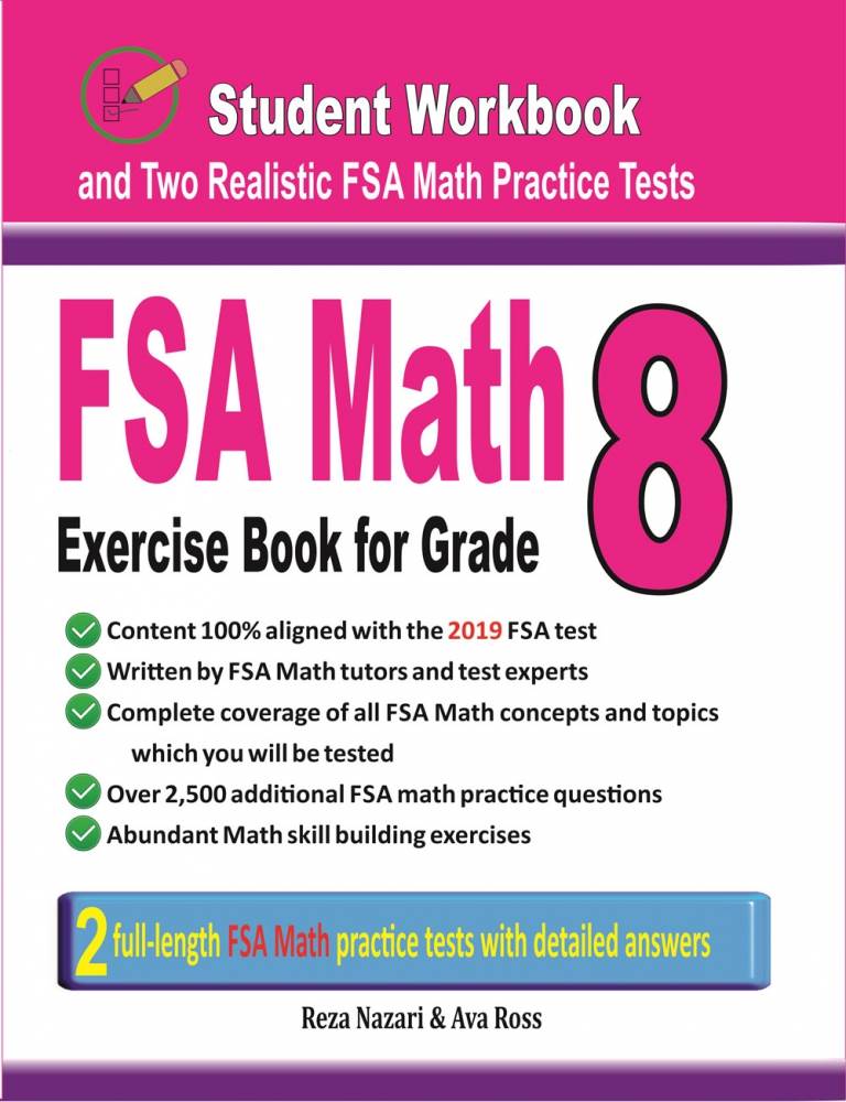 FSA Math Exercise Book for Grade 8: Student Workbook and Two Realistic FSA Math Tests cover
