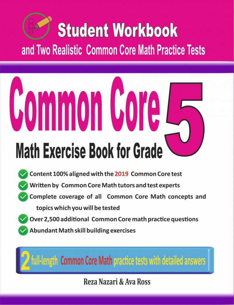 Common Core Math Exercise Book for Grade 5: Student Workbook and Two Realistic Common Core Math Tests cover