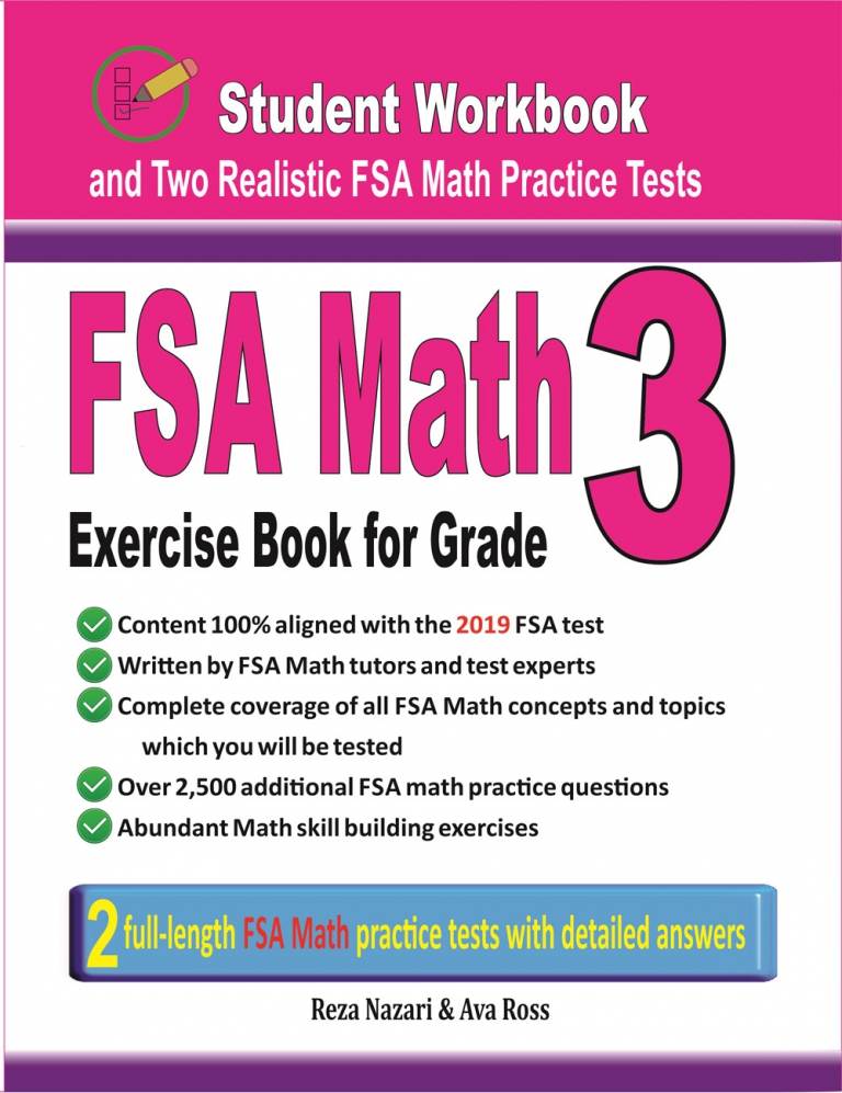FSA Math Exercise Book for Grade 3: Student Workbook and Two Realistic FSA Math Tests cover
