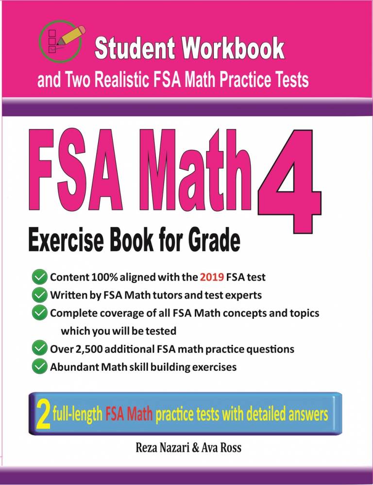 FSA Math Exercise Book for Grade 4: Student Workbook and Two Realistic FSA Math Tests cover