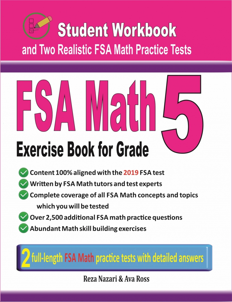 FSA Math Exercise Book for Grade 5: Student Workbook and Two Realistic FSA Math Tests cover