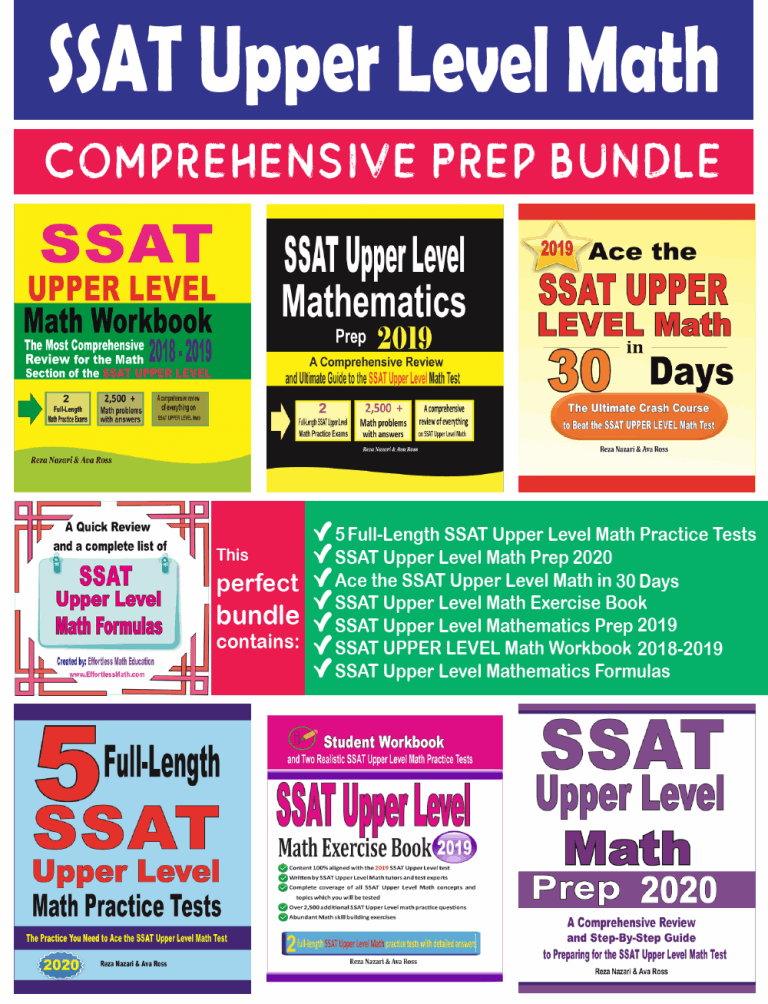 SSAT Upper Level Math Comprehensive Prep Bundle: More than 1,200 Pages! cover