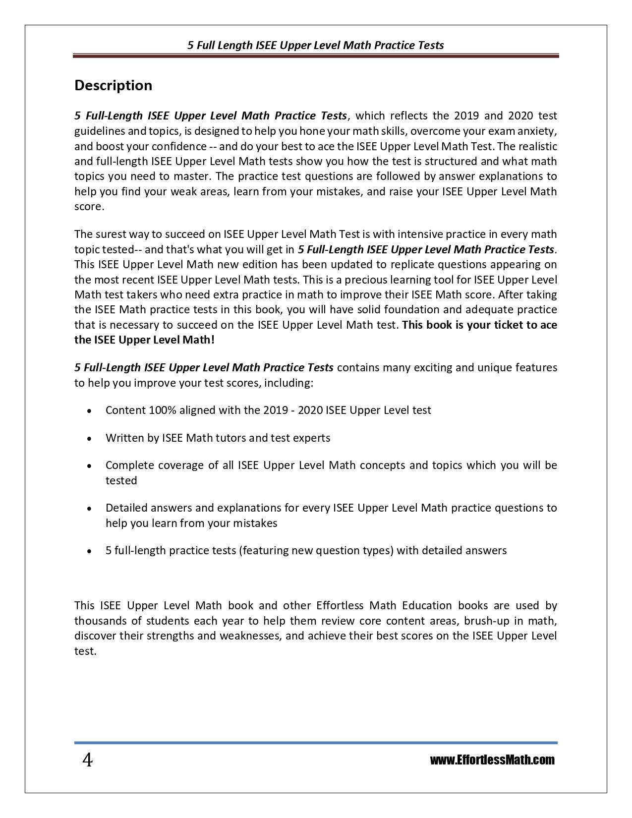 5 Full-Length ISEE Upper Level Math Practice Tests: The Practice You ...