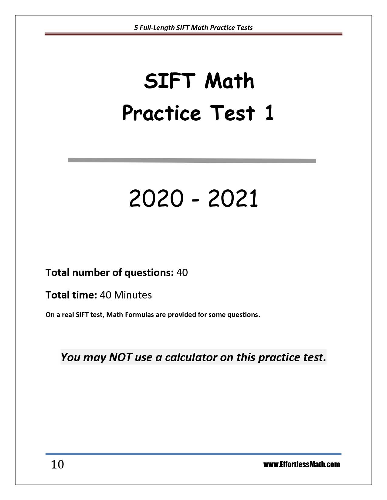5 FullLength SIFT Math Practice Tests The Practice You Need to Ace