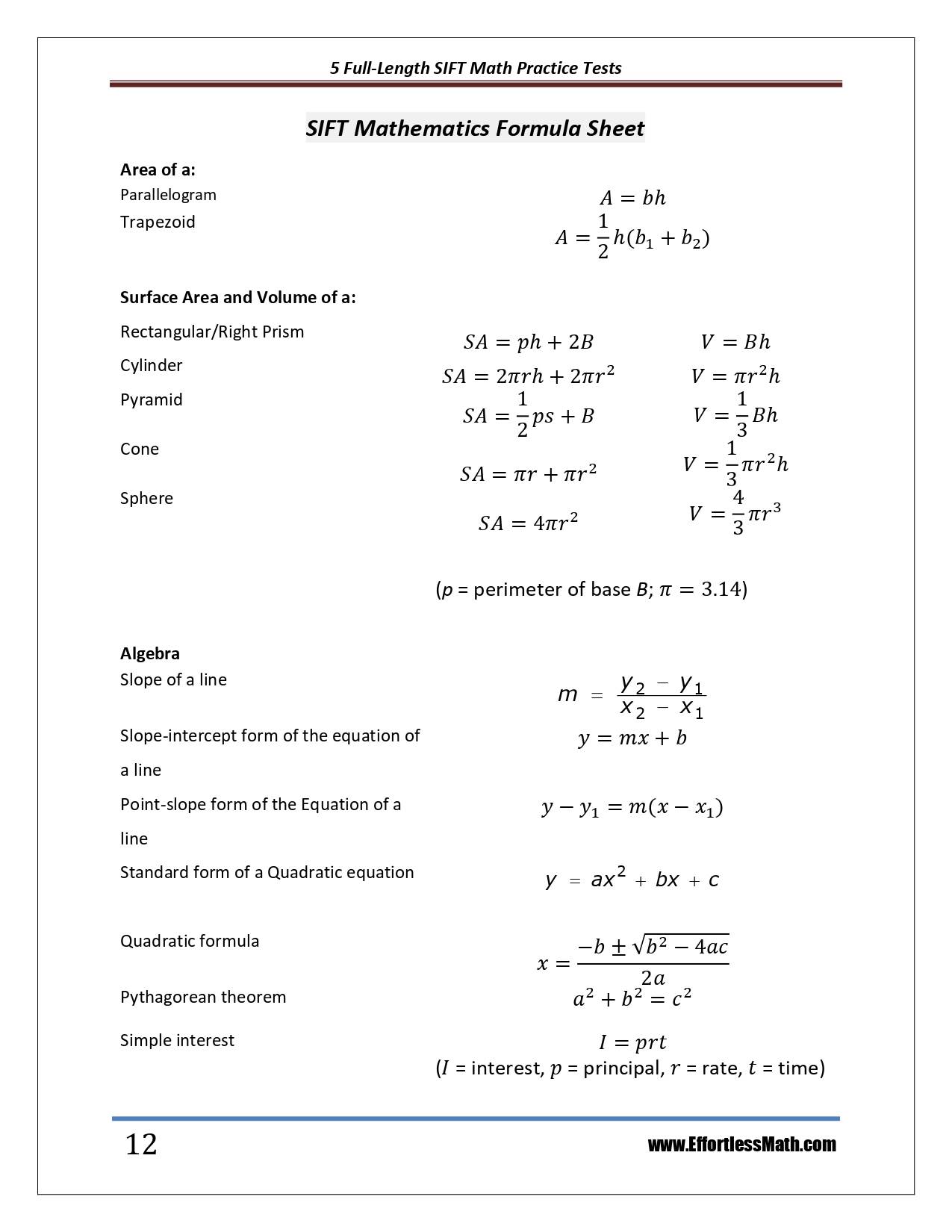 5 FullLength SIFT Math Practice Tests The Practice You Need to Ace