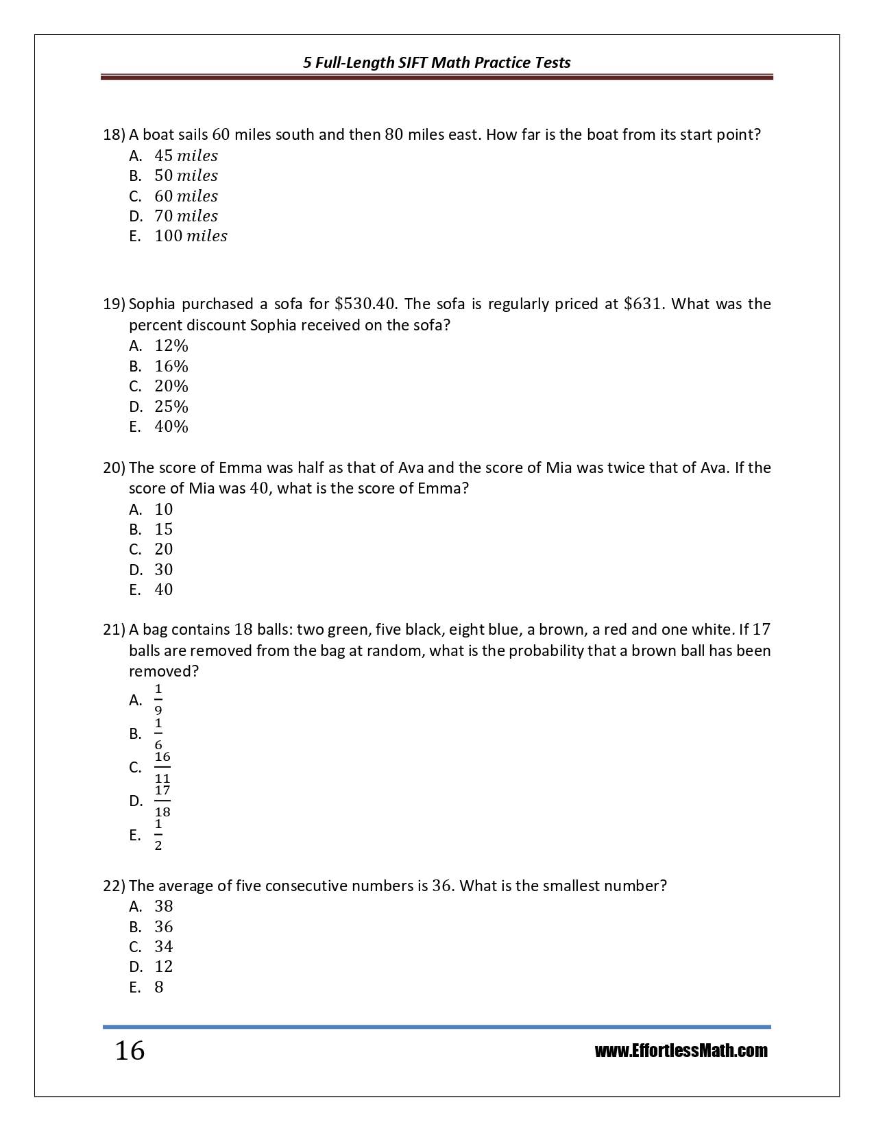 5 FullLength SIFT Math Practice Tests The Practice You Need to Ace