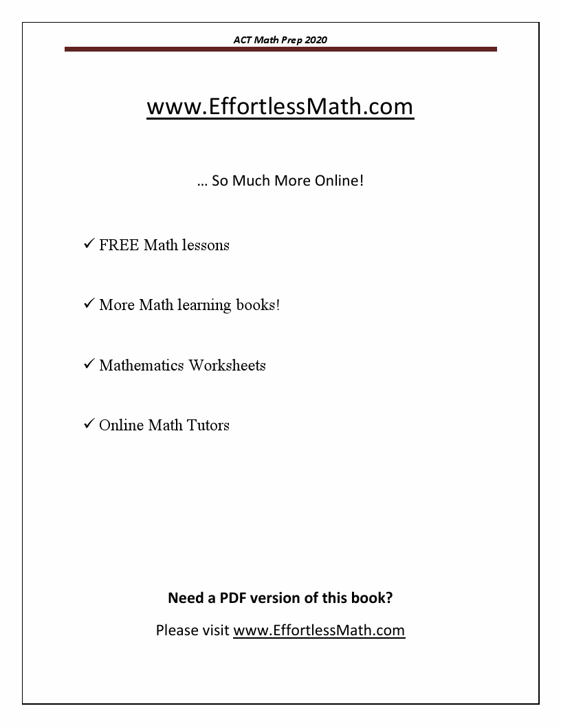 Act Math Prep 2020 A Comprehensive Review And Step By Step Guide To Preparing For The Act Math Act Math Prep 2020 A Comprehensive Review And Step By Step Guide To Preparing For The Act Math