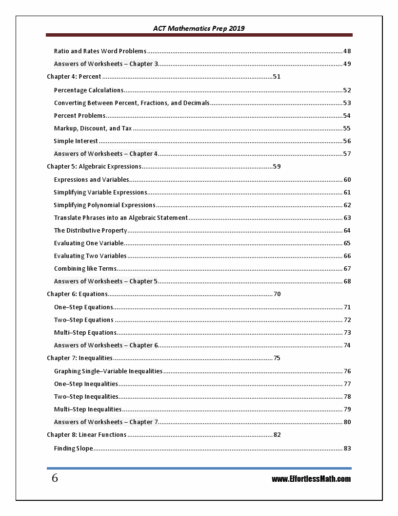 ACT Math Prep : A Comprehensive Review and | Effortless Math