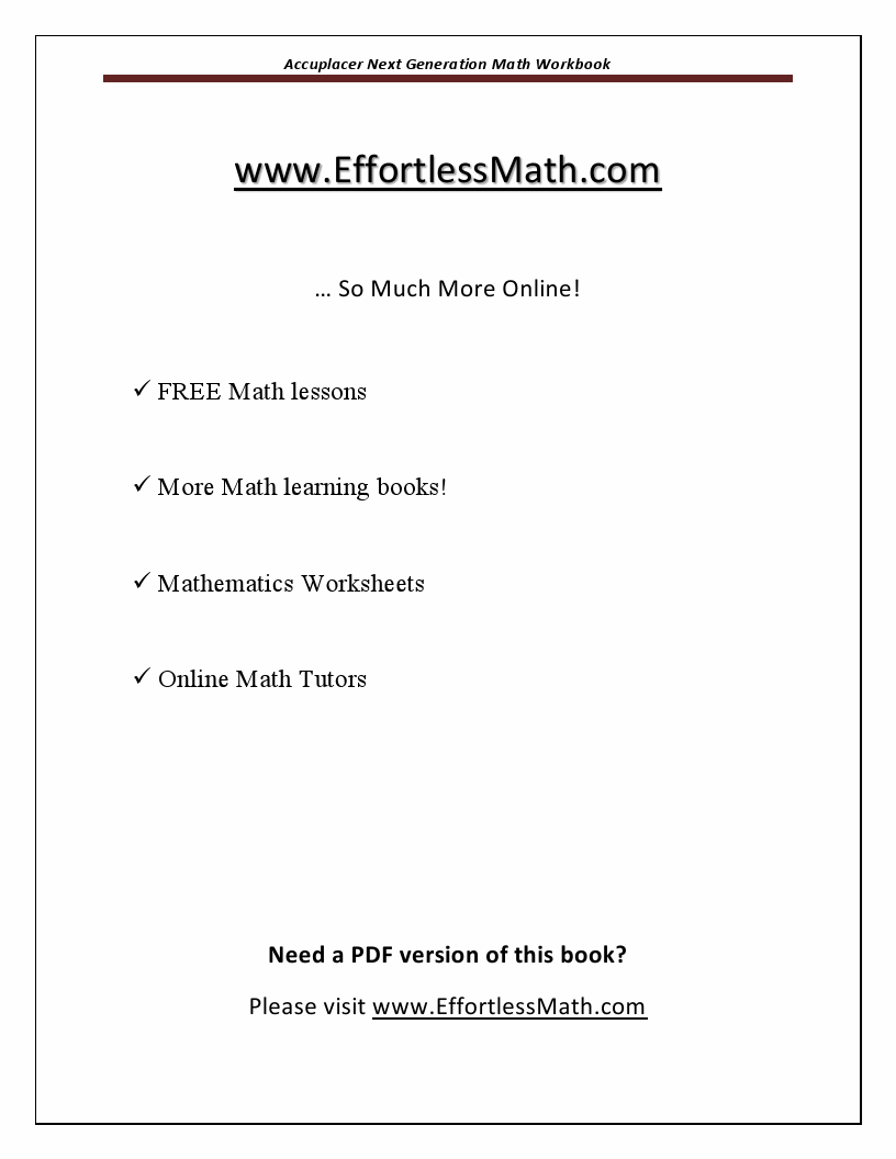 Accuplacer Next Generation Math Workbook - | Effortless Math