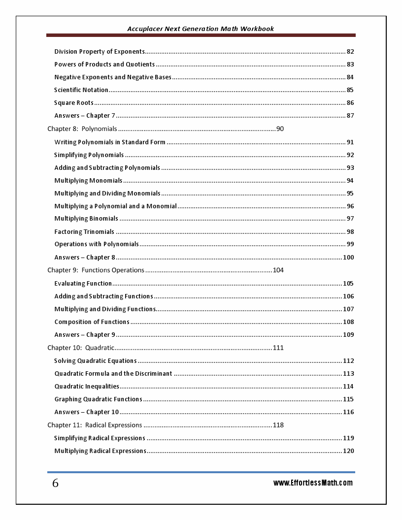 Accuplacer next generation math workbook 2019 2020 extra practice