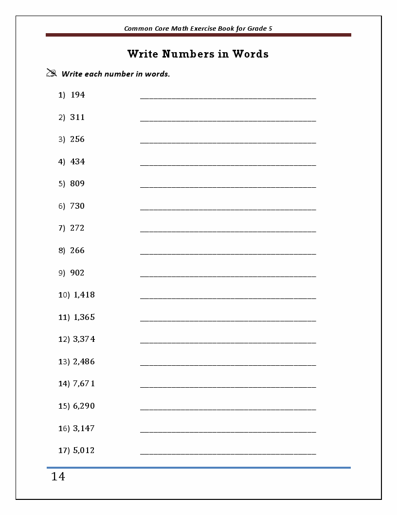 Common Core Math Exercise Book for Grade 5: Student Workbook and Two ...
