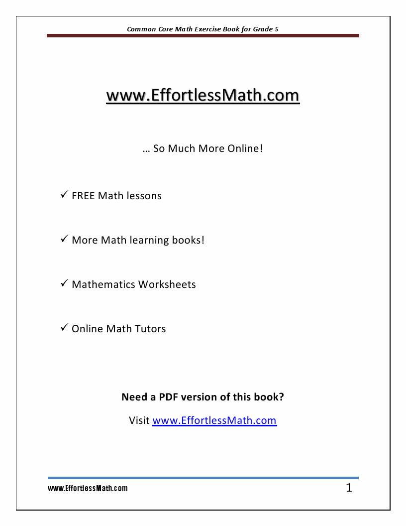 Common Core Math Exercise Book for Grade 5: Student Workbook and Two