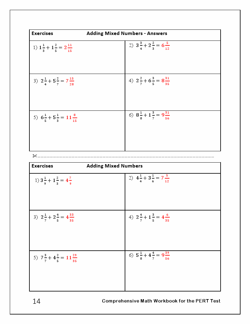 Comprehensive math workbook for the pert test student workbook and 2