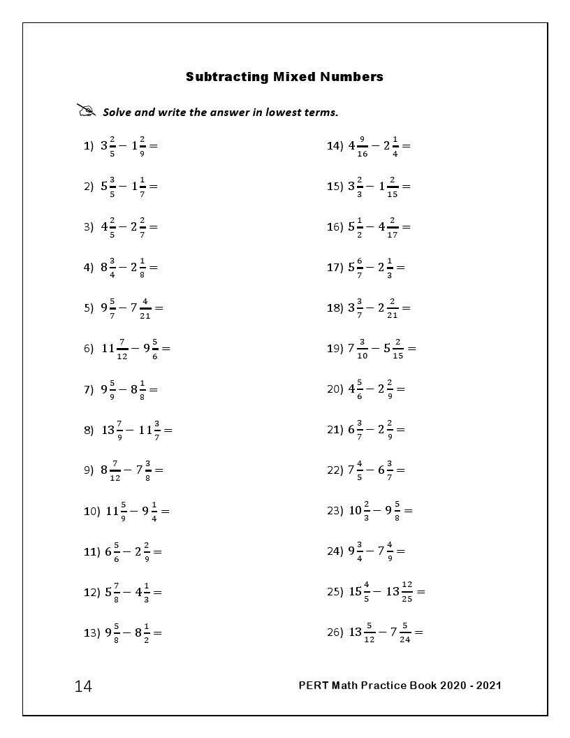 pert math practice test