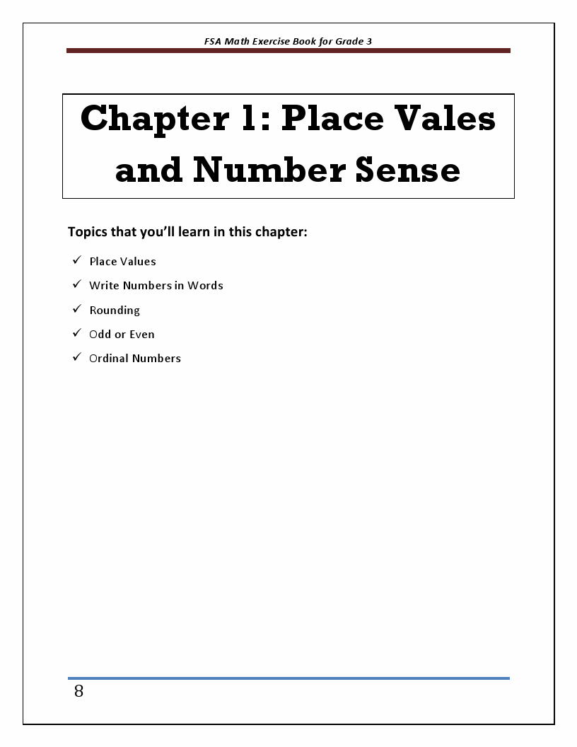 FSA Math Exercise Book for Grade 3 Student Workbook and Two Realistic