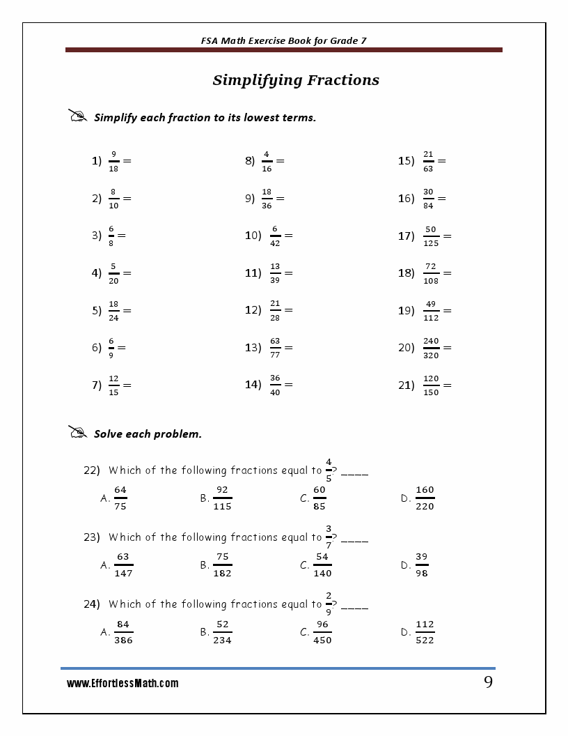 fsa math practice test questions 6th grade answer sheet