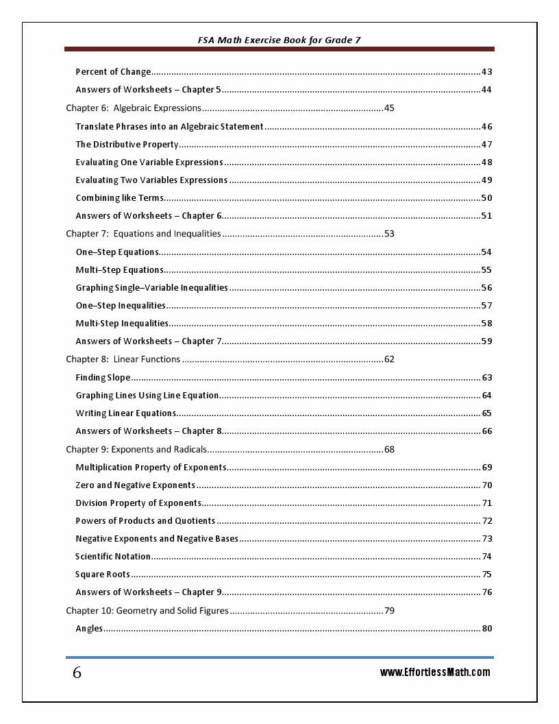 Fsa math exercise book for grade 7 student workbook and two realistic