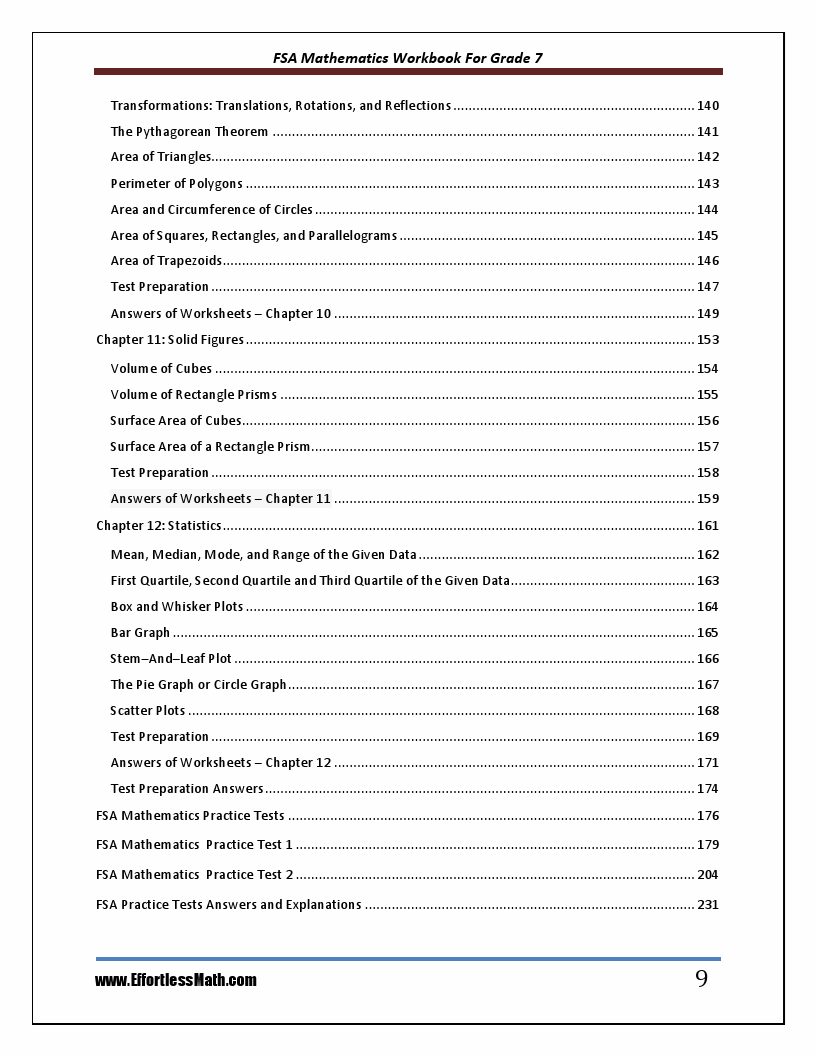 Fsa mathematics workbook for grade 7 step by step guide to preparing