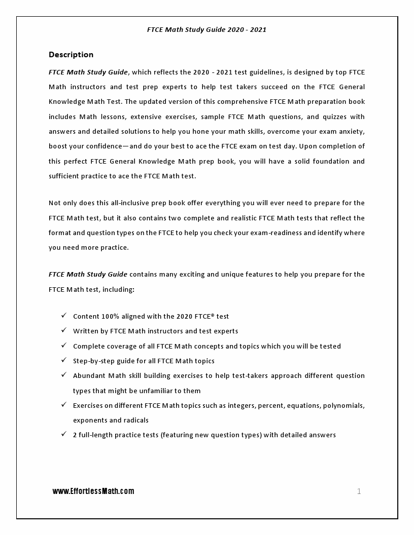 FTCE Math Study Guide - : A Comprehensive | Effortless Math