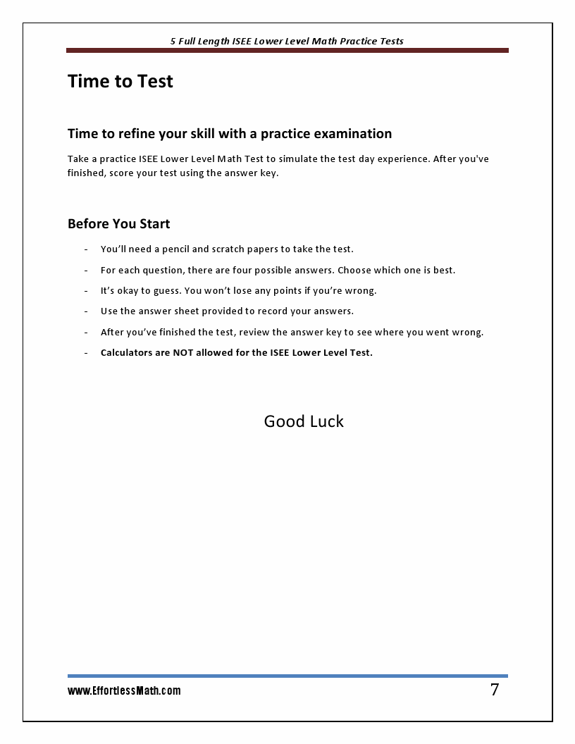 5 Full Length ISEE Lower Level Math Practice Tests: The Practice You ...