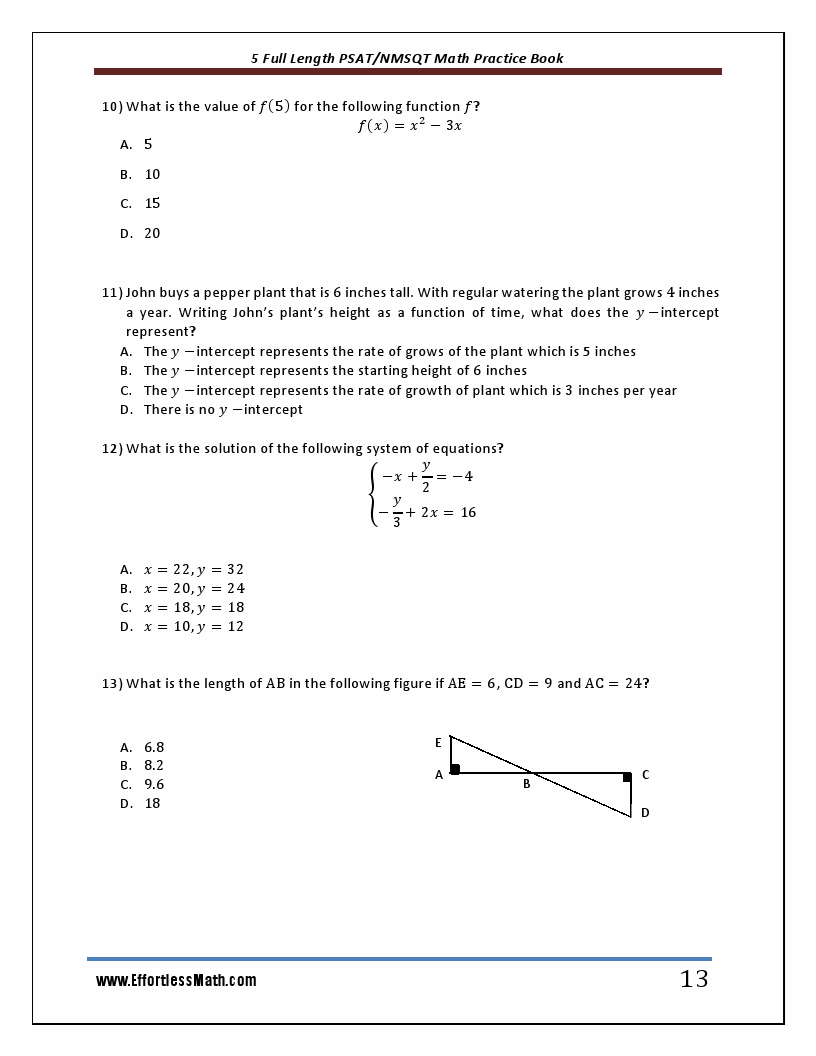 Psat Free Practice Test Printable