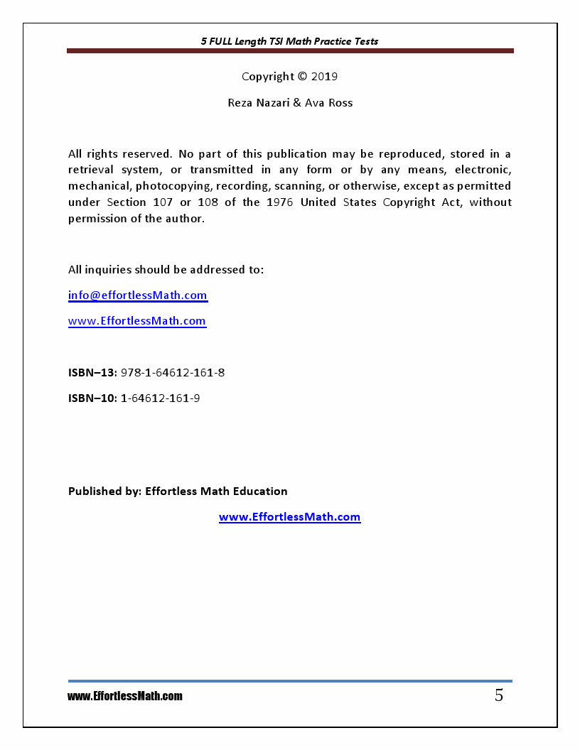 5 Full Length TSI Math Practice Tests The Practice You Need To Ace The 
