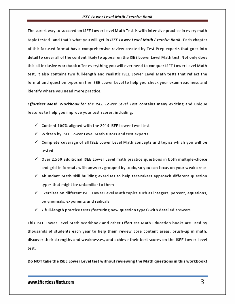 ISEE Lower Level Math Exercise Book: Student Workbook and Two Realistic ...