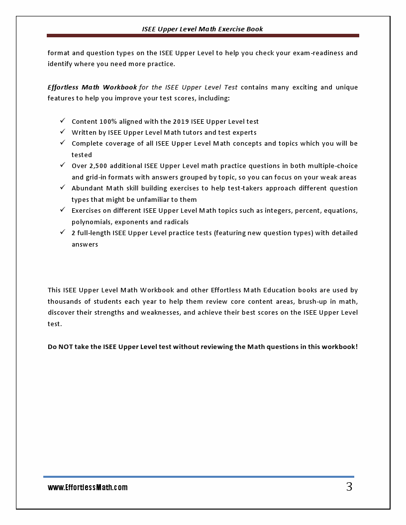 ISEE Upper Level Math Exercise Book | Effortless Math