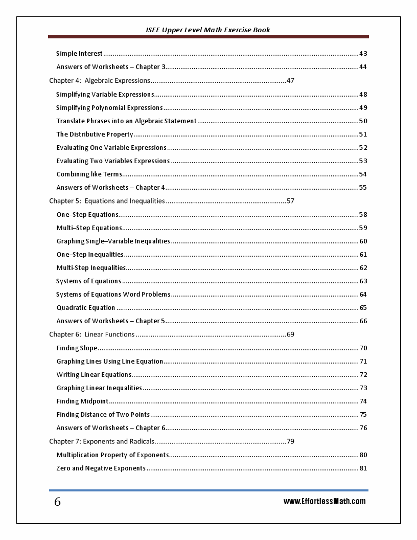 ISEE Upper Level Math Exercise Book | Effortless Math