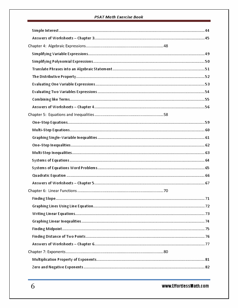 PSAT Math Exercise Book: Workbook and Two | Effortless Math
