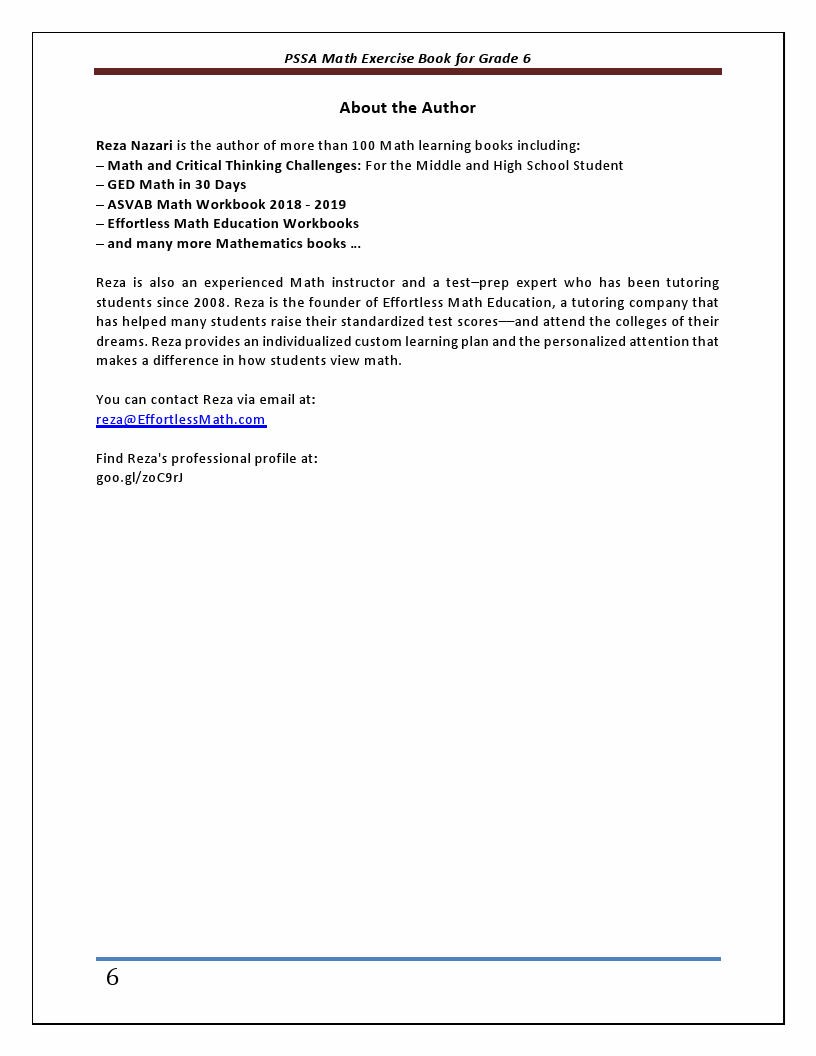 PSSA Math Exercise Book for Grade 6: Student Workbook and Two Realistic ...