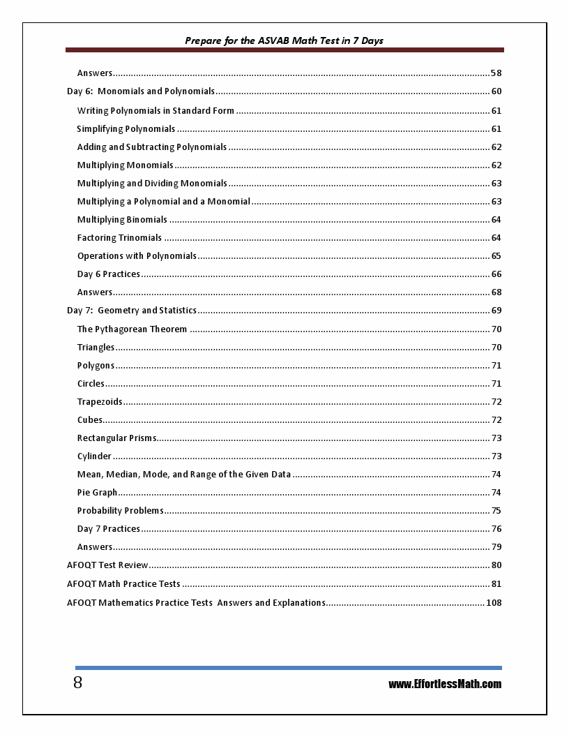 Prepare for the afoqt math test in 7 days a quick study guide with two