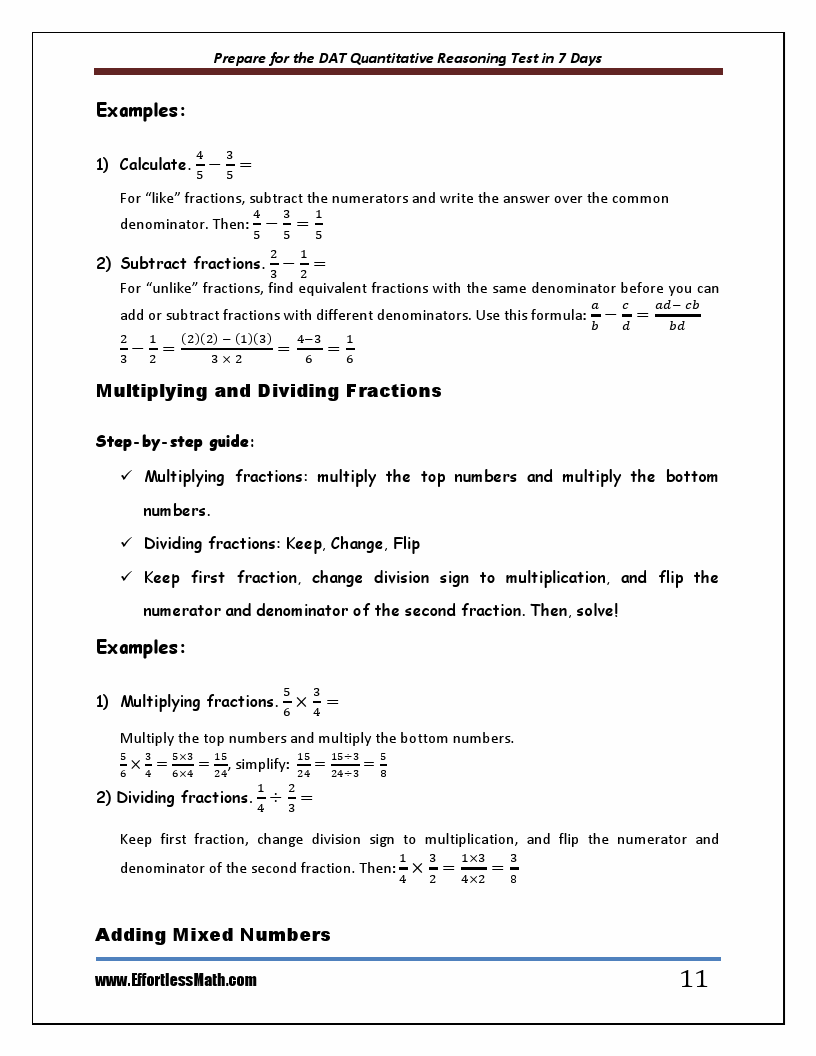 Prepare for the dat quantitative reasoning test in 7 days a quick 
