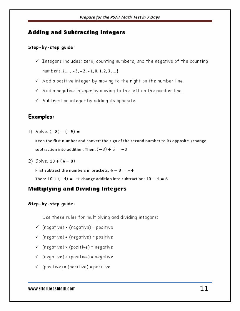 Prepare for the PSAT / NMSQT Math Test in 7 Days: A Quick Study Guide ...