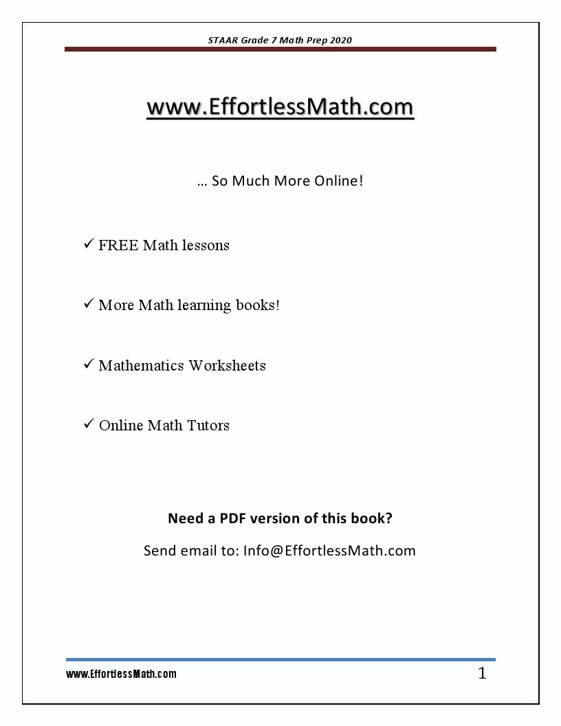 STAAR Grade 7 Math Prep 2020: A Comprehensive Review and Step-By-Step ...