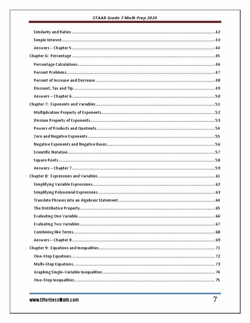 Staar grade 7 math prep 2020 a comprehensive review and step by step