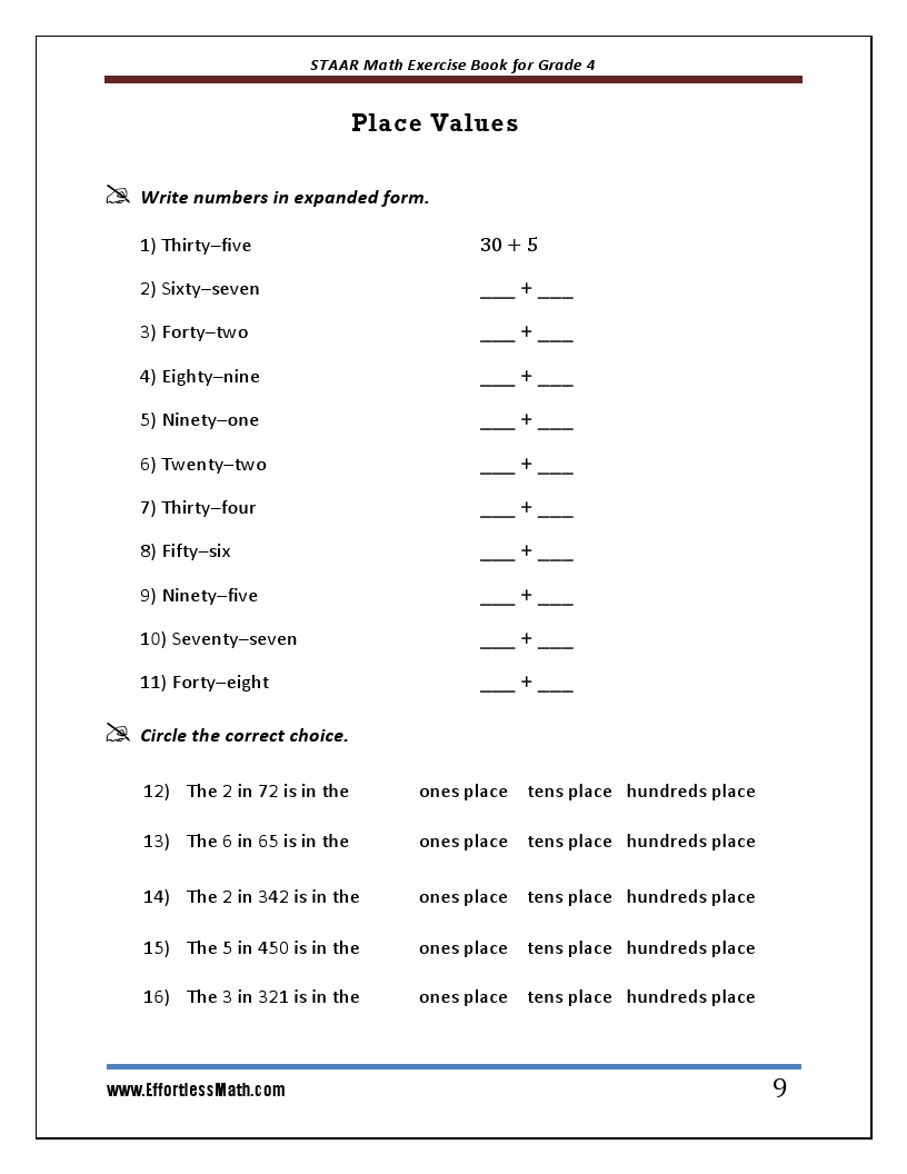 STAAR Math Exercise Book for Grade 4: Student Workbook and Two ...