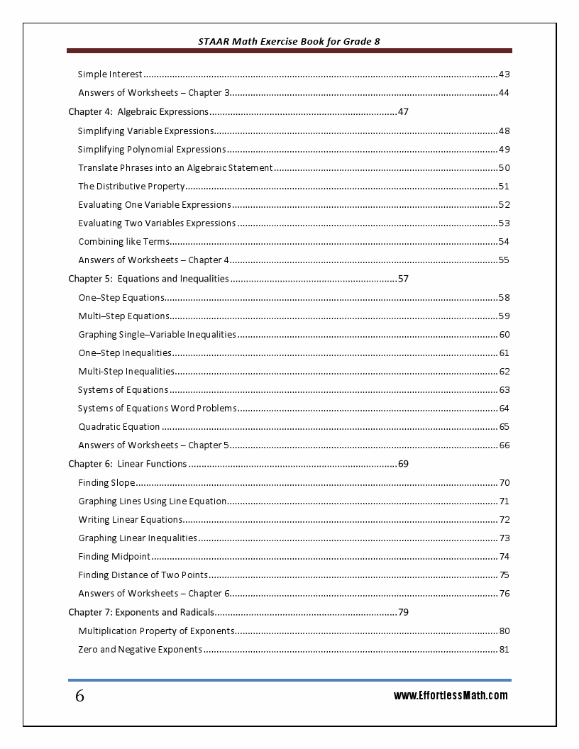 STAAR Math Exercise Book for Grade 8: Student Workbook and Two ...