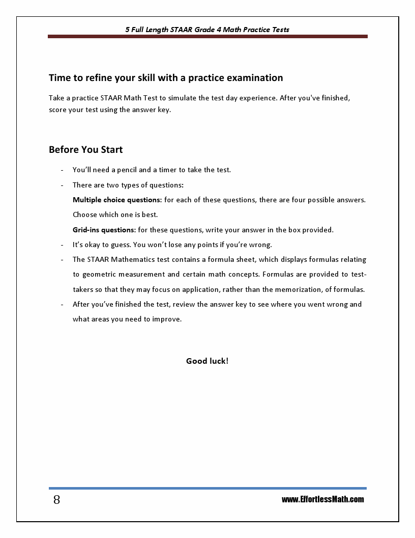 Full-Length STAAR Grade 4 Math Practice | Effortless Math