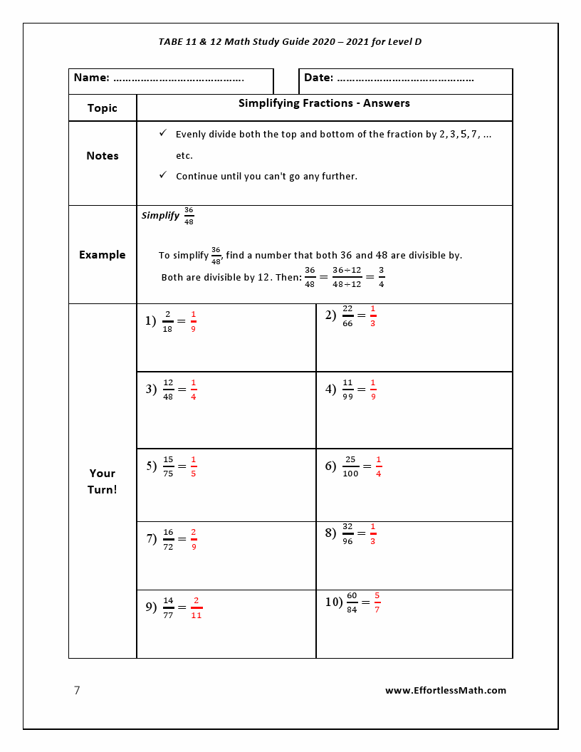 Tabe 11 And 12 Math Study Guide 2020 2021 For Level D A Comprehensive