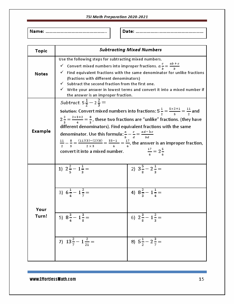 TSI Math Preparation 2020 2021 TSI Math Workbook + 2 FullLength TSI
