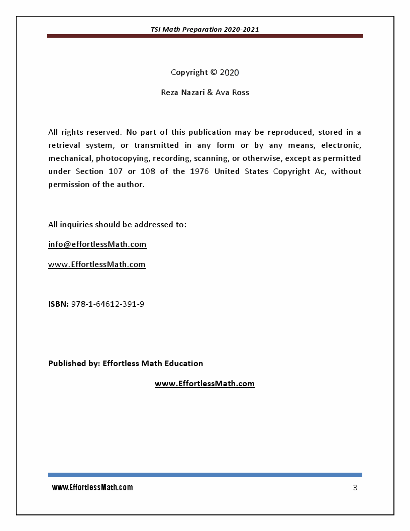 TSI Math Preparation 2020 – 2021: TSI Math Workbook + 2 Full-Length TSI ...