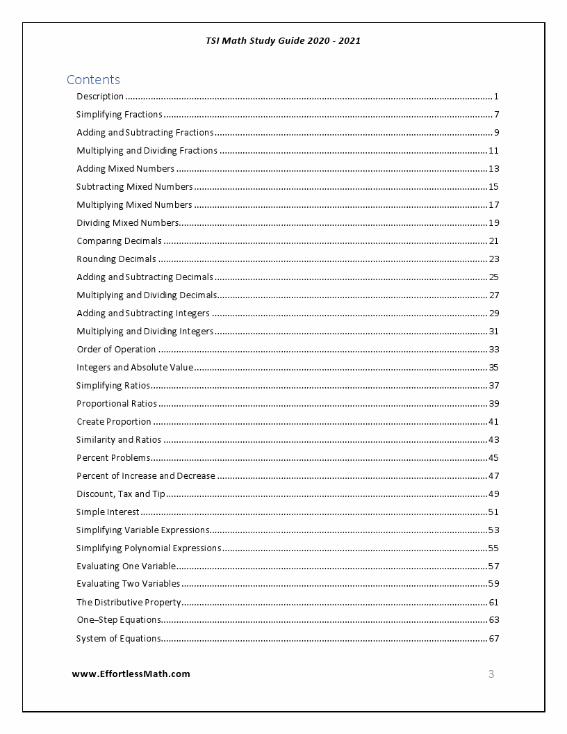 TSI Math Study Guide 2020 2021 A Comprehensive Review and StepBy