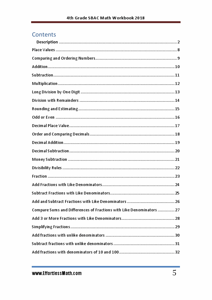 Grade 4 SBAC Math Workbook : Review for the | Effortless Math