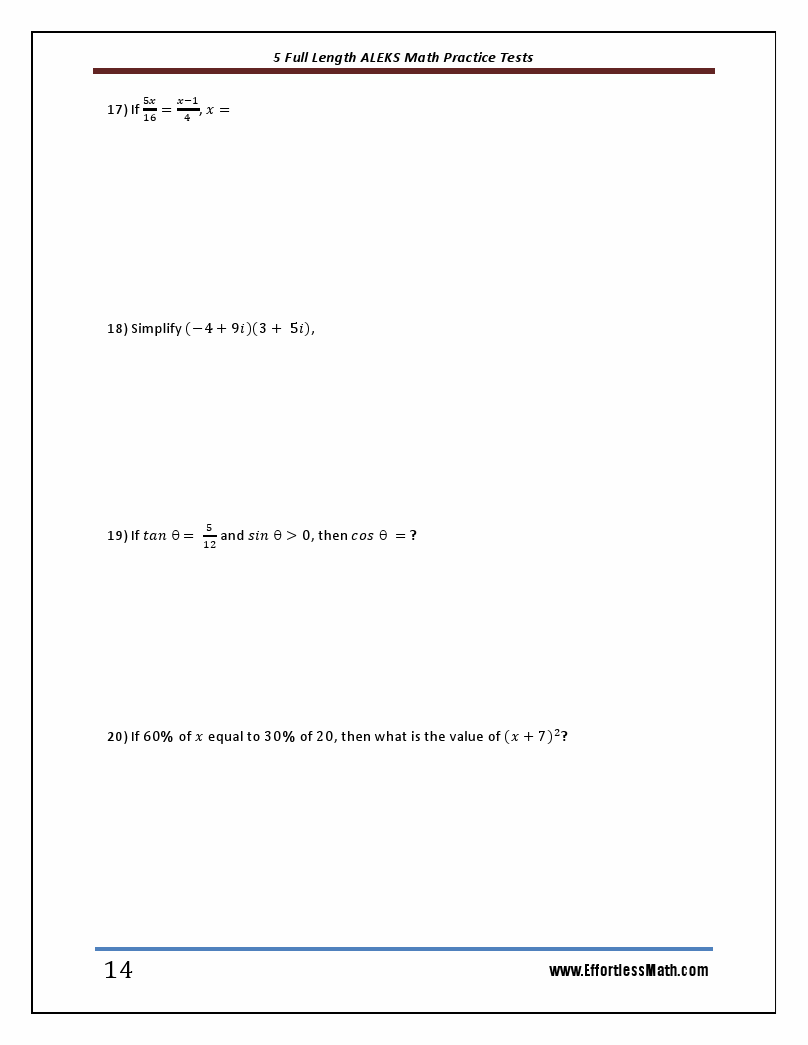 5 full length aleks math practice tests the practice you need to ace