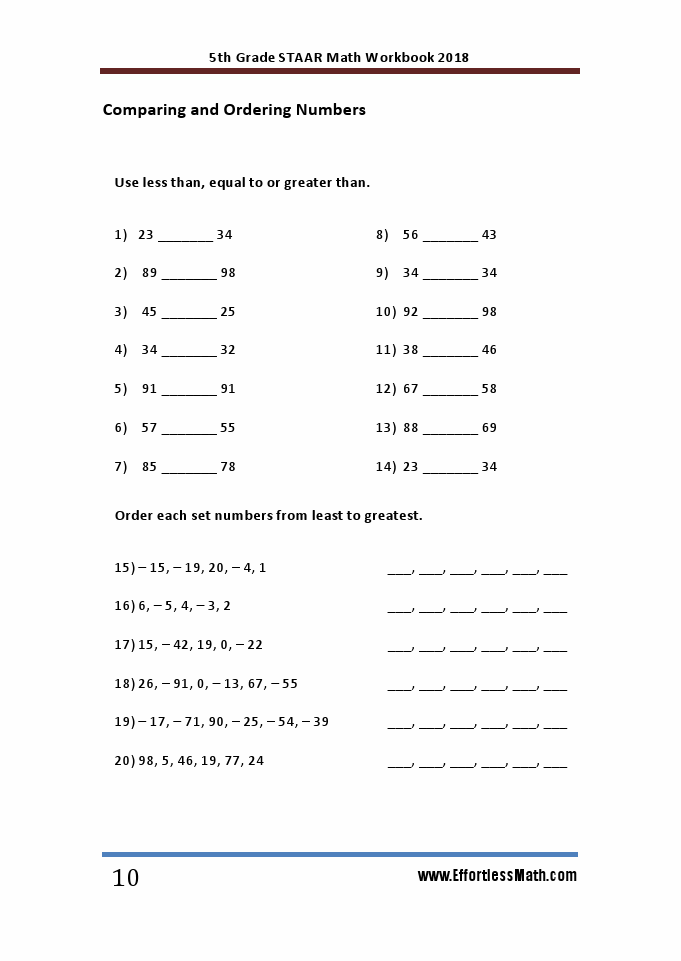 5th Grade STAAR Math Workbook 2018 The Most Comprehensive Review For
