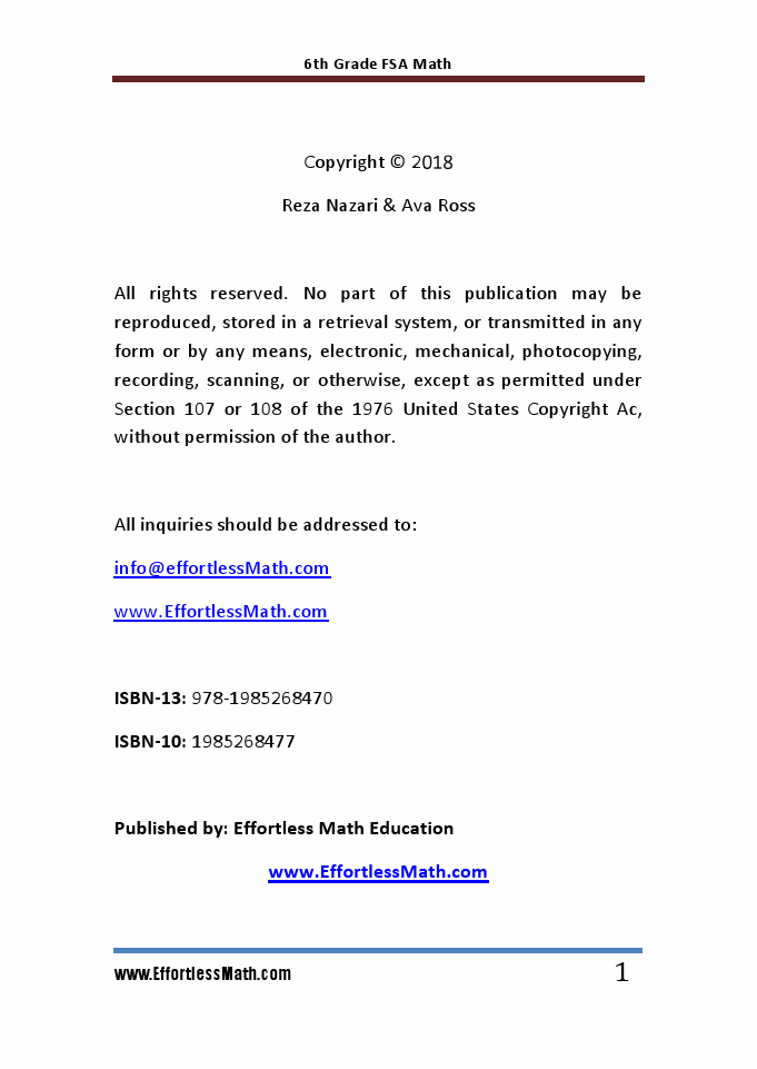 6th Grade FSA Math Workbook 2018: The Most Comprehensive Review for the