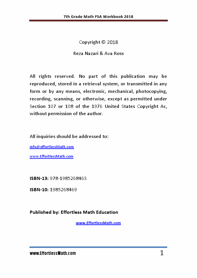 7th Grade FSA Math Workbook 2018: The Most Comprehensive Review for the