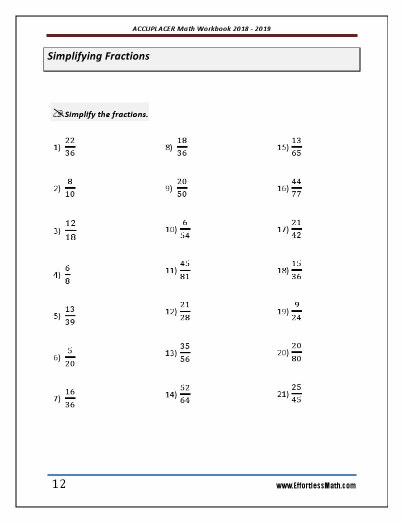 accuplacer math practice test